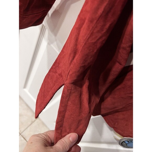 Jessica Holbrook Jacket M Shacket Suede Leather Red Washable boho festival New - Picture 9 of 11